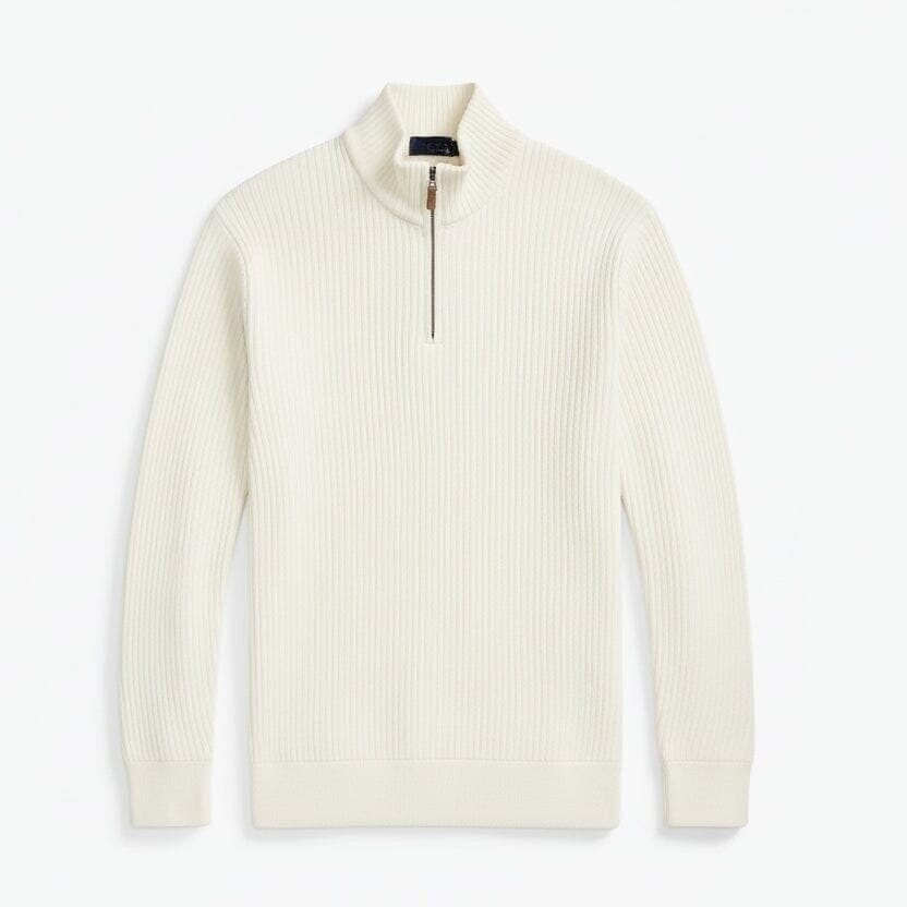 Estate-Rib Pullover Mit Viertel-Reißverschluss Vandhlr Pergament Creme S