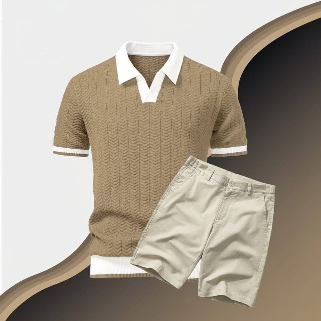 Old Money Poloshirt + Shorts Set Vandhlr Sandbeige S