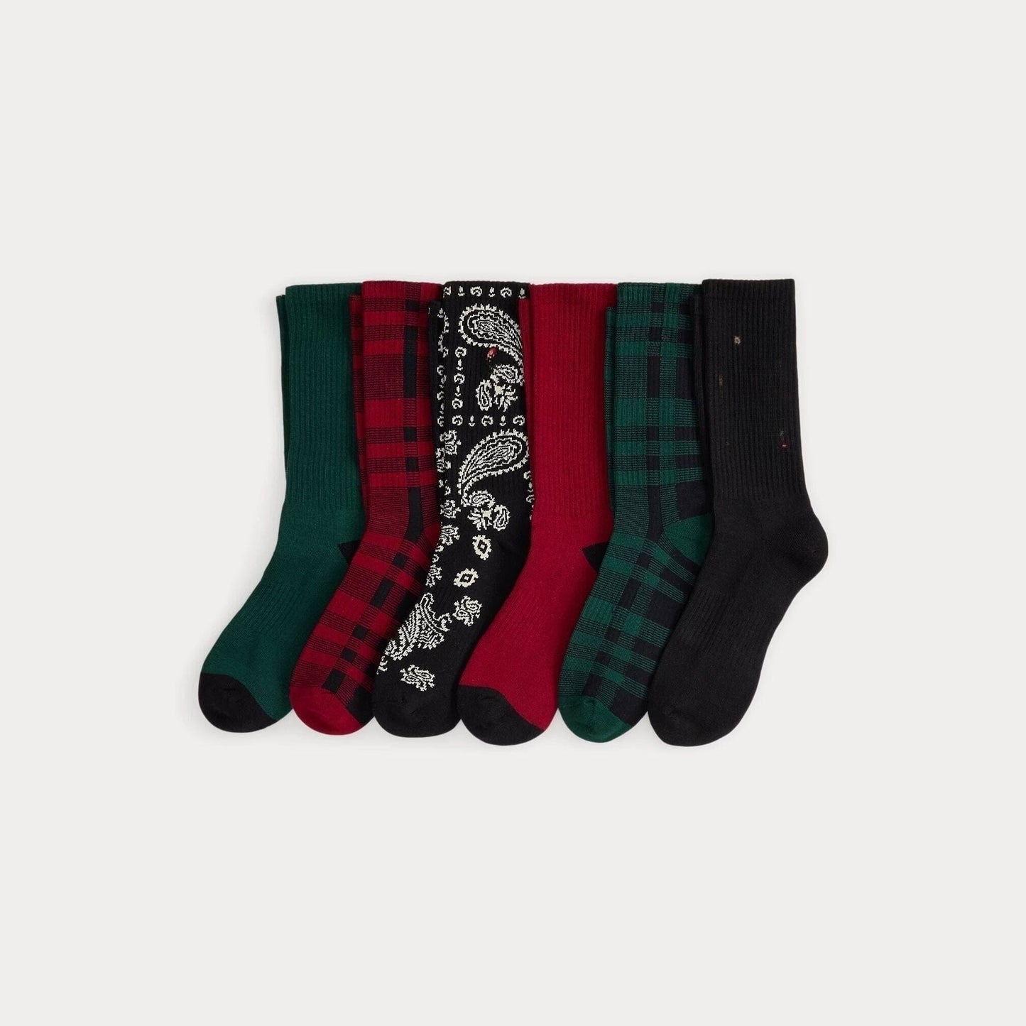 Polo Bear Baumwoll-Mix Crew Socken 6er-Pack Vandhlr Rot/Grün/Schwarz