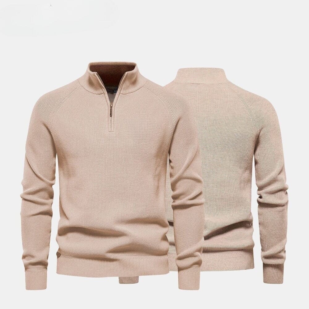 Zip Zopfstrick Woll-Pullover RL Zip Cable-Knit Wool Knit Sweater Vandhlr Beige S