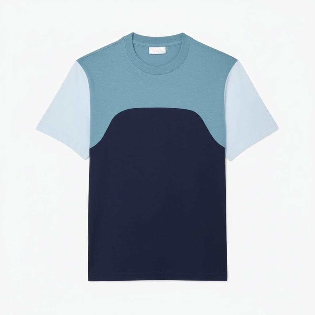 Baumwoll-Jersey T-SHIRT Mit Colour-Block Design Vandhlr Marineblau / Blau / Hellblau S 