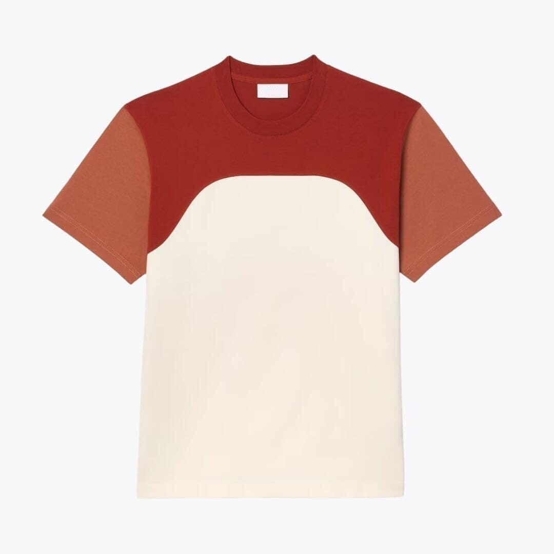Baumwoll-Jersey T-SHIRT Mit Colour-Block Design Vandhlr Weiß / Braun / Hellbraun S 