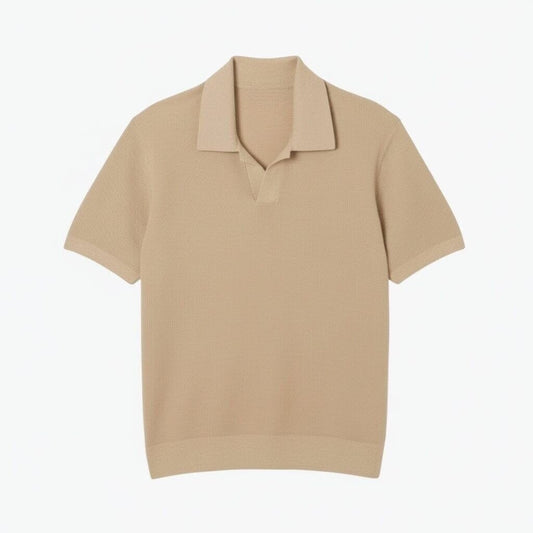 Baumwoll-Mix Pullover Mit Offenem Polokragen Vandhlr Beige S 