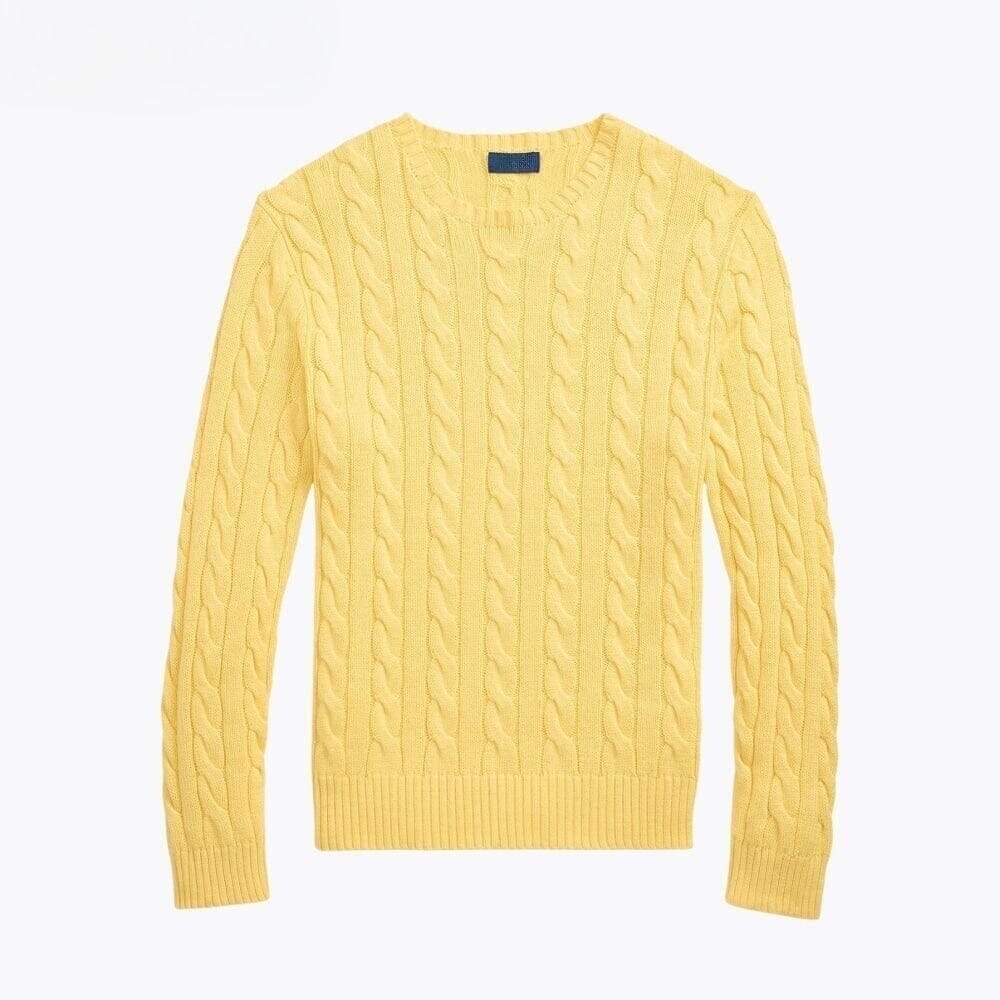 Baumwoll-Pullover Mit Zopfmuster Vandhlr Gelb S 