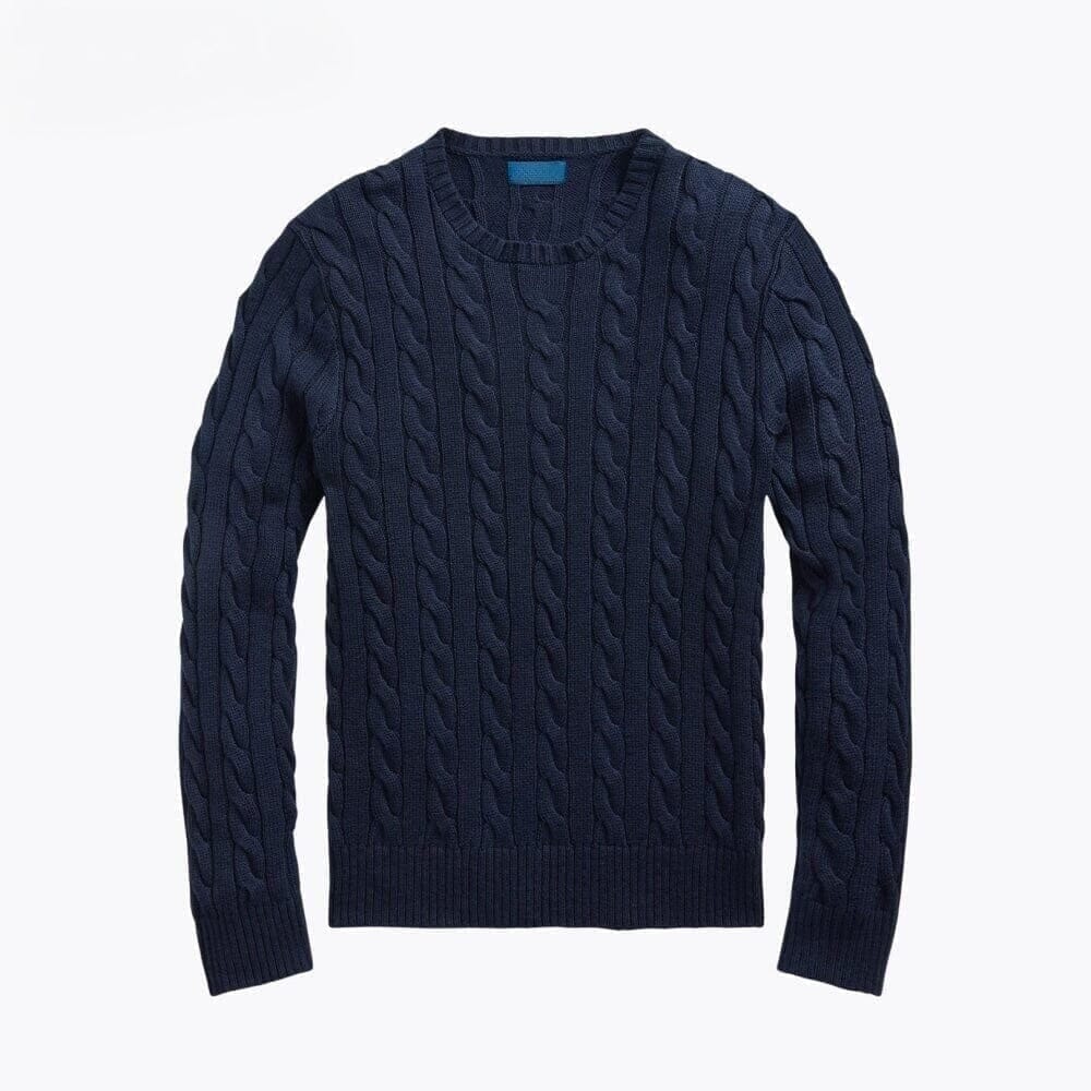 Baumwoll-Pullover Mit Zopfmuster Vandhlr Marineblau S 