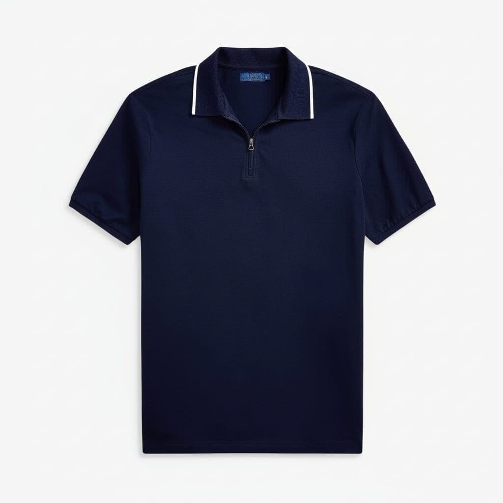 Classic Fit Stretch Mesh Poloshirt Vandhlr Elegantes Marineblau S 