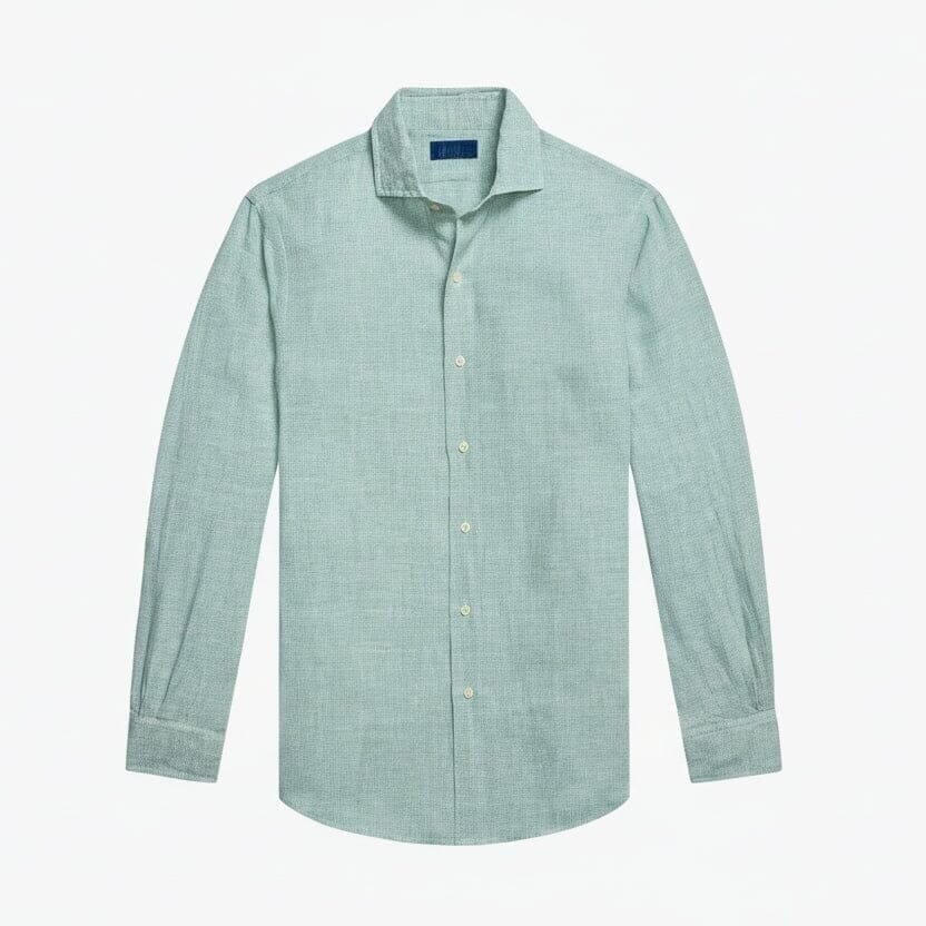 Custom Fit Leinenhemd Vandhlr Grün Weiß S 