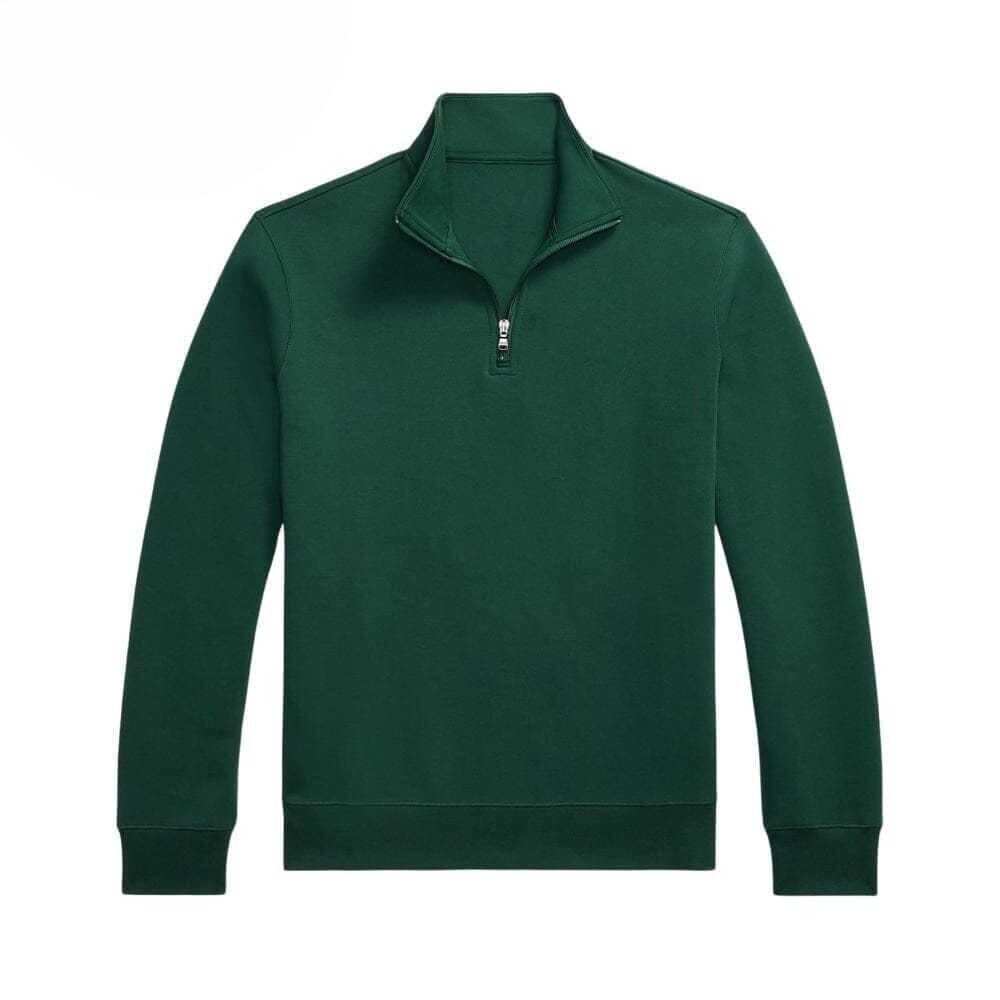 Doppelstrick Stehkragen Pullover Mit Viertelreißverschluss Vandhlr Olivgrün S 