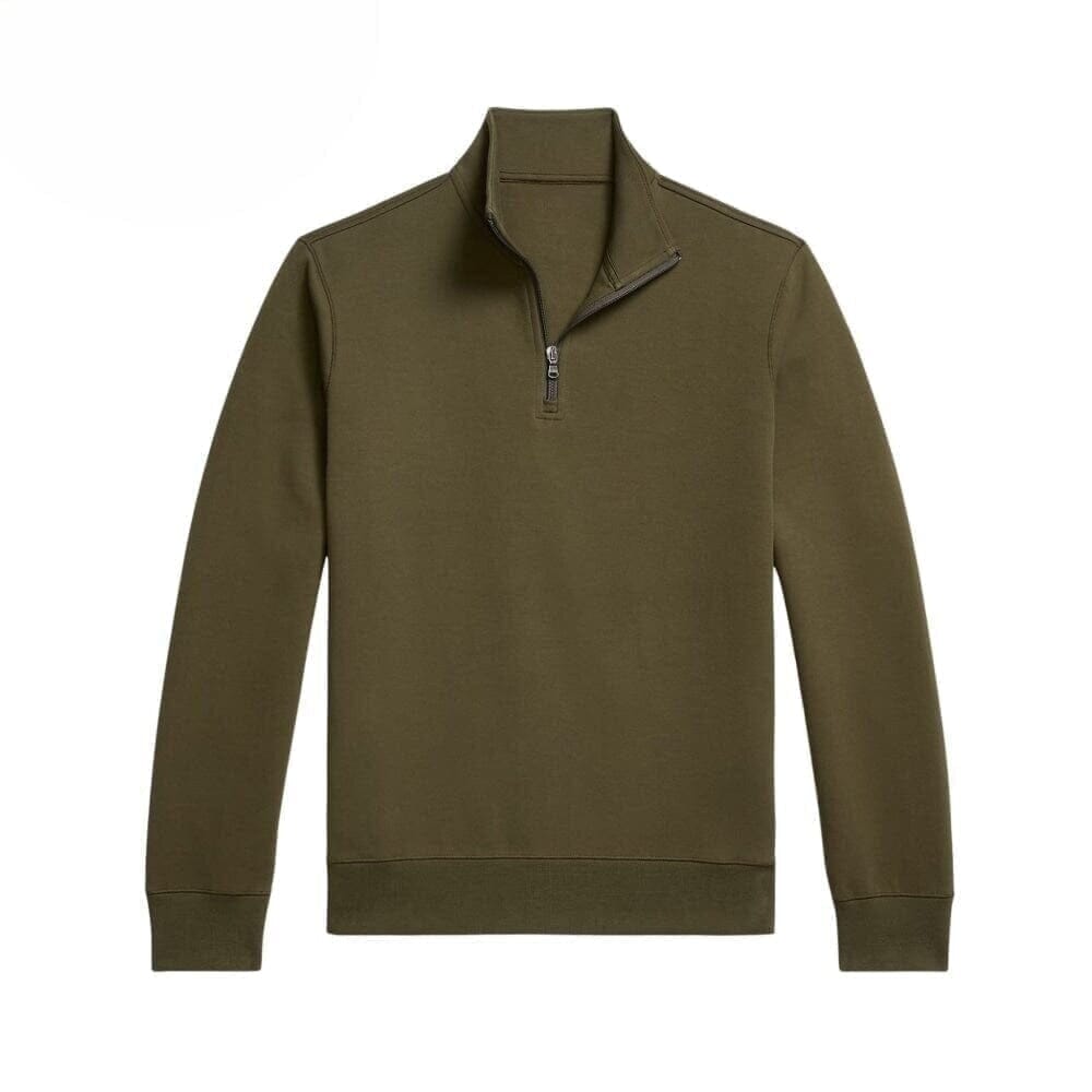 Doppelstrick Stehkragen Pullover Mit Viertelreißverschluss Vandhlr Tannengrün S 