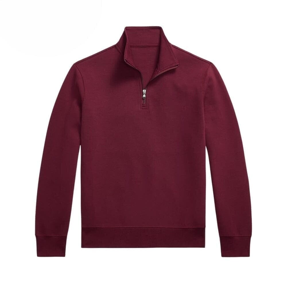Doppelstrick Stehkragen Pullover Mit Viertelreißverschluss Vandhlr Weinrot S 
