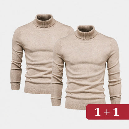 Double Elegance Rollkragenpullover – Kaufe 1, Erhalte 1 Gratis Vandhlr Beige Schwarz S