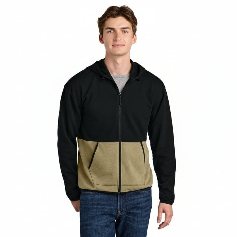 Double-Knit Kapuzenjacke Mit Reißverschluss Vandhlr Khaki Stone/ Schwarz S 