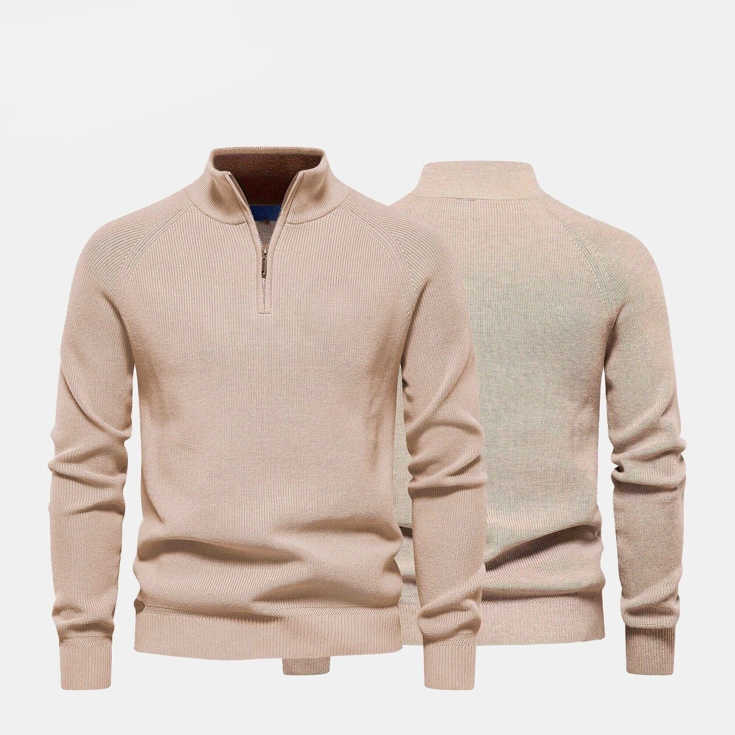 Gerippter Zip-Pullover Premium Vandhlr Blau S 