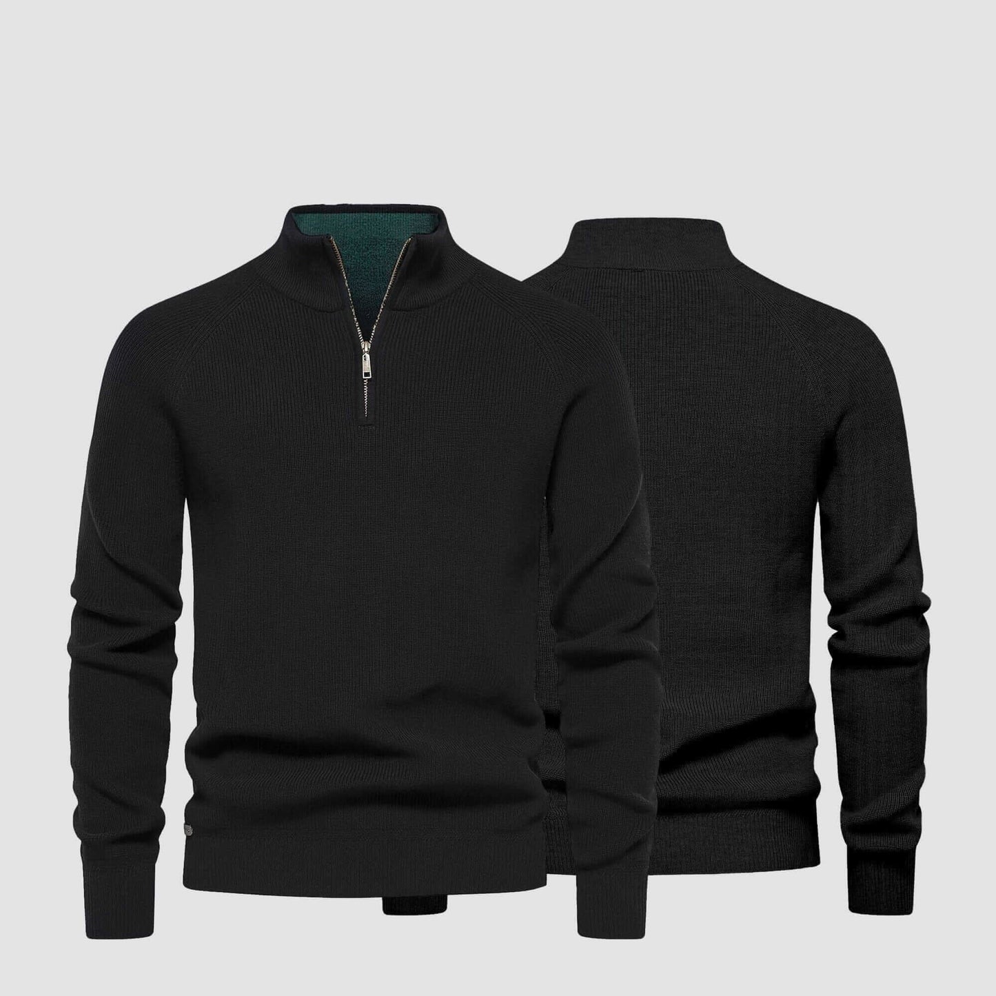 Gerippter Zip-Pullover Premium Vandhlr Grau S 