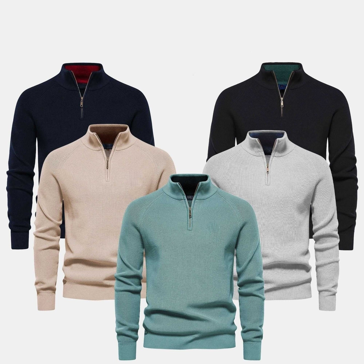 Gerippter Zip-Pullover Premium Vandhlr Schwarz S 