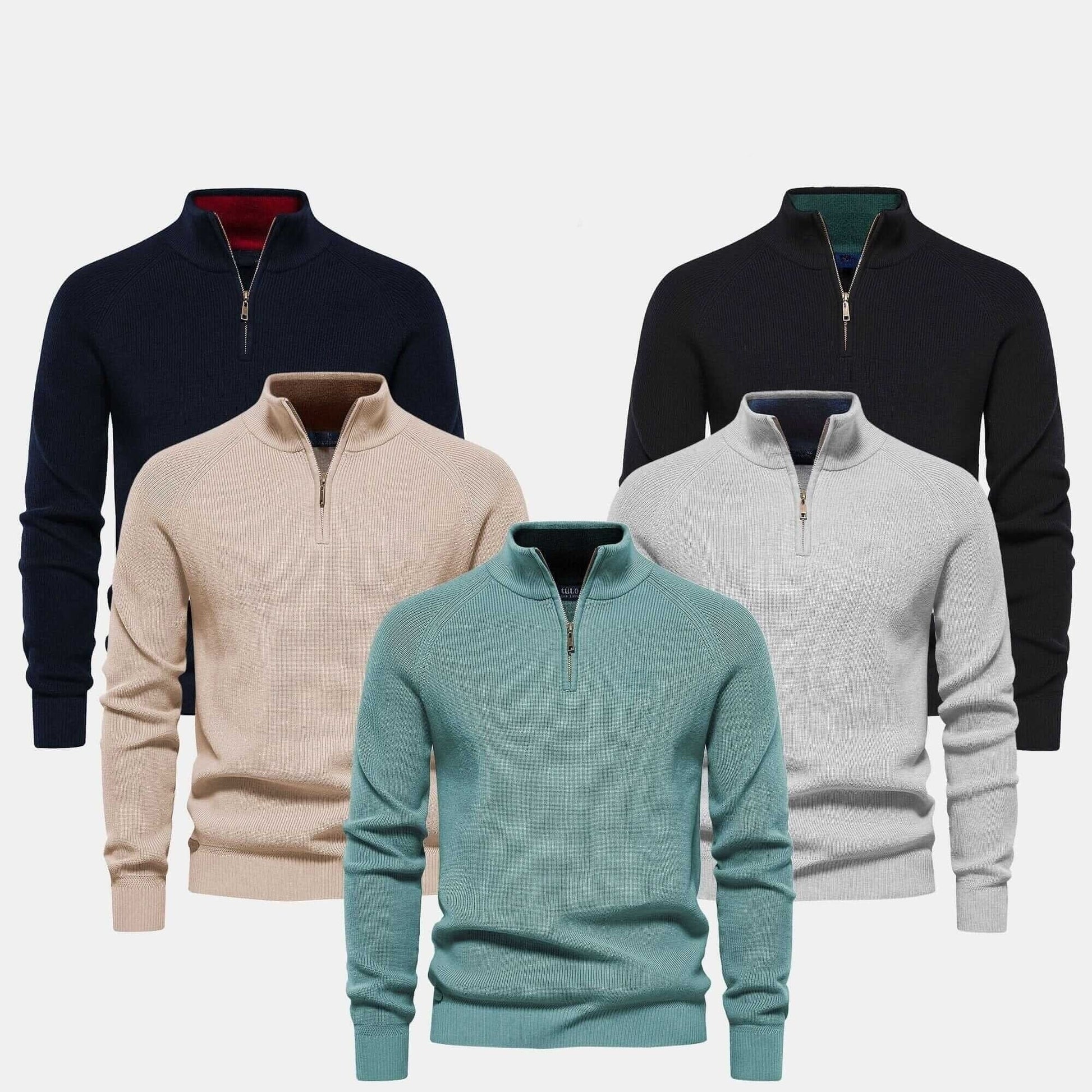 Gerippter Zip-Pullover Premium Vandhlr Schwarz S 