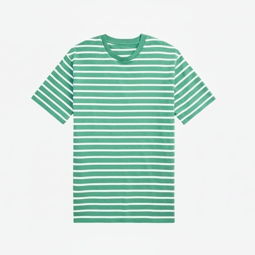 Gestreiftes Jersey Rundhals T-SHIRT Vandhlr Grün/Weiß S 