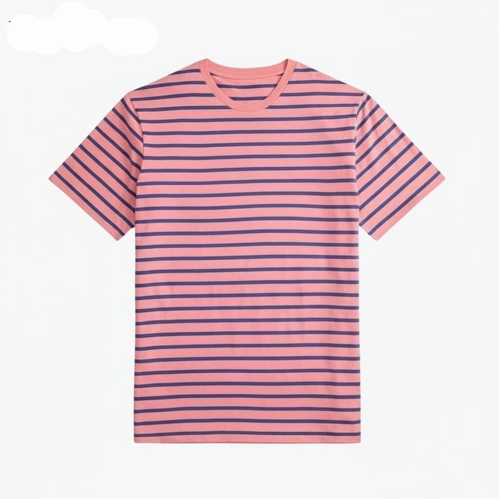 Gestreiftes Jersey Rundhals T-SHIRT Vandhlr Rosa/Königsblau S 
