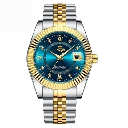 Goldenstar 40mm Herrenarmbanduhr - Wasserdicht - Edelstahl Vandhlr Blau 