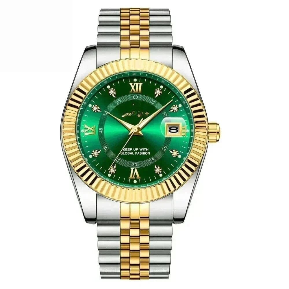 Goldenstar 40mm Herrenarmbanduhr - Wasserdicht - Edelstahl Vandhlr Grün 