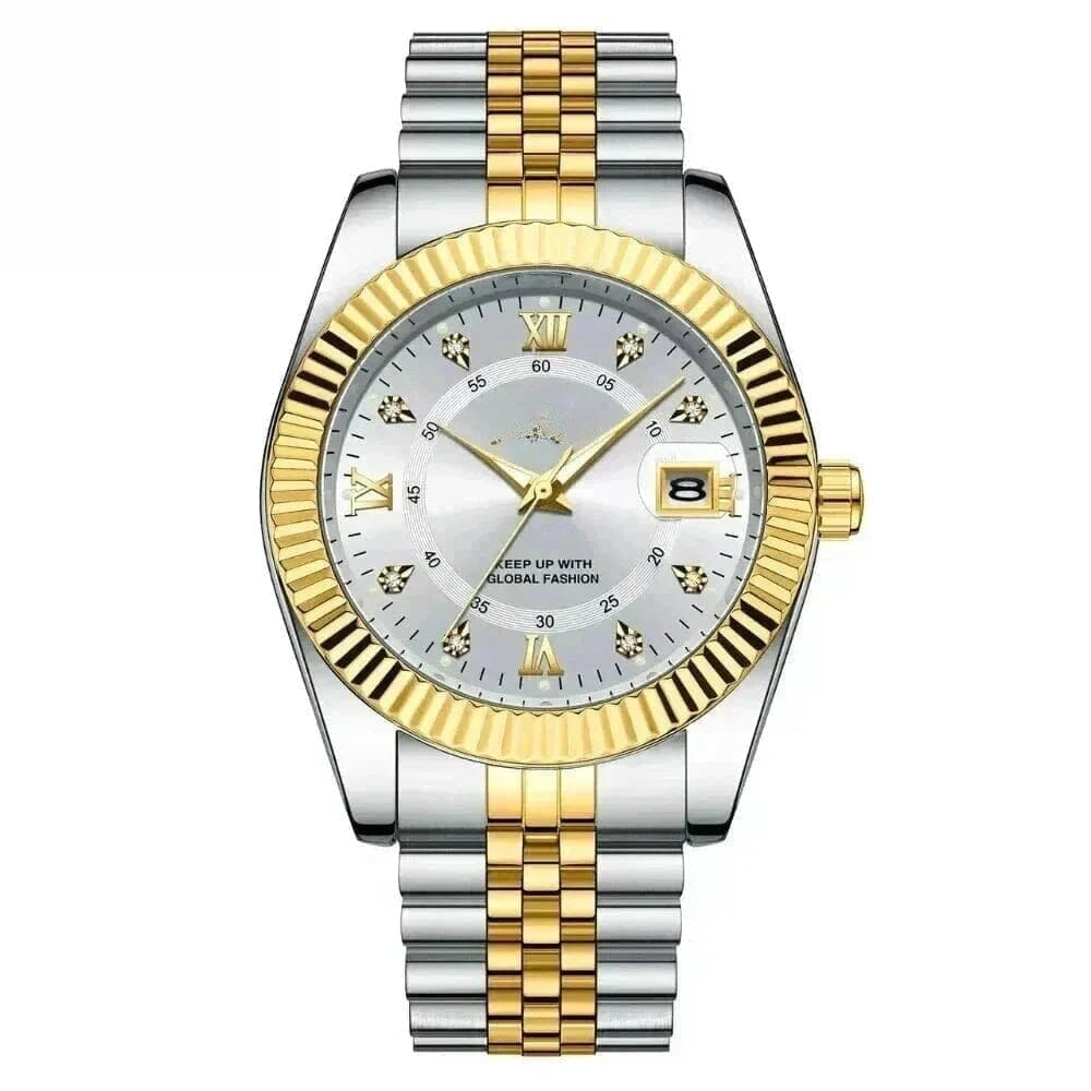 Goldenstar 40mm Herrenarmbanduhr - Wasserdicht - Edelstahl Vandhlr Weiß 