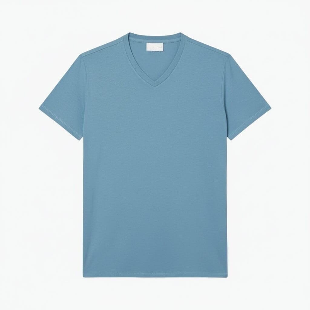 Herren V-Ausschnitt T-SHIRT Aus Leichter Pima-Baumwolle Vandhlr Blau S 