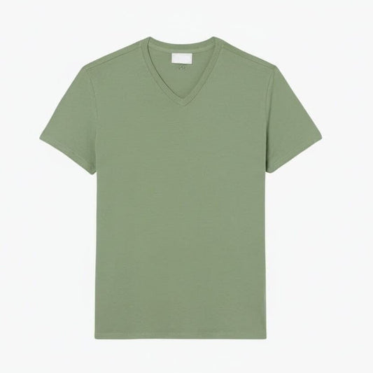 Herren V-Ausschnitt T-SHIRT Aus Leichter Pima-Baumwolle Vandhlr Grün S 