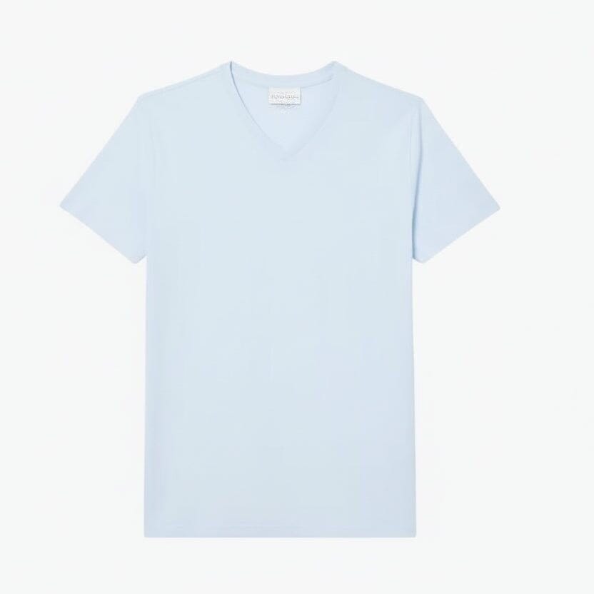 Herren V-Ausschnitt T-SHIRT Aus Leichter Pima-Baumwolle Vandhlr Hellblau S 