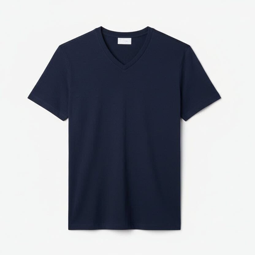 Herren V-Ausschnitt T-SHIRT Aus Leichter Pima-Baumwolle Vandhlr Mitternachtsblau S 