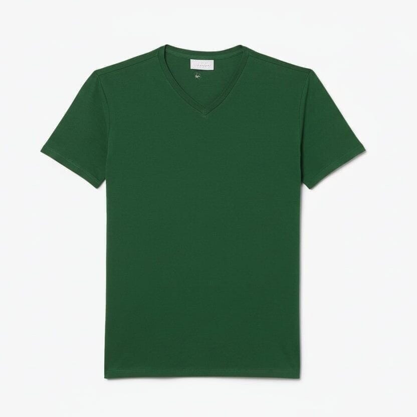 Herren V-Ausschnitt T-SHIRT Aus Leichter Pima-Baumwolle Vandhlr Tannengrün S 