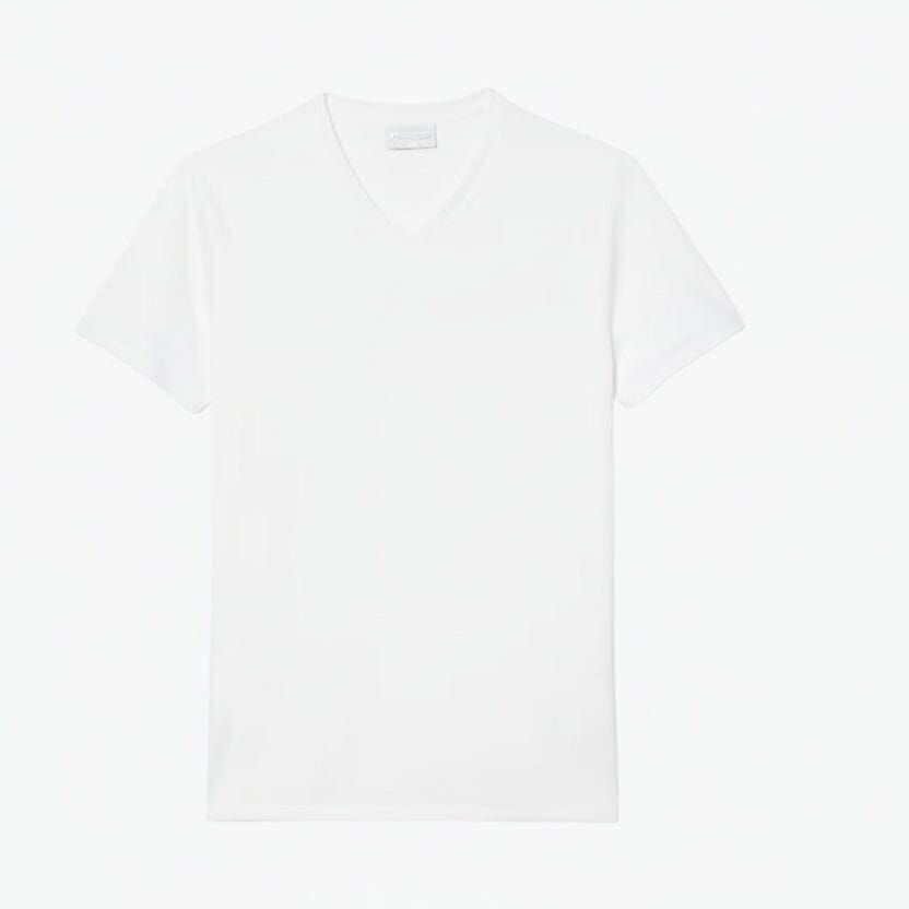 Herren V-Ausschnitt T-SHIRT Aus Leichter Pima-Baumwolle Vandhlr Weiß S 