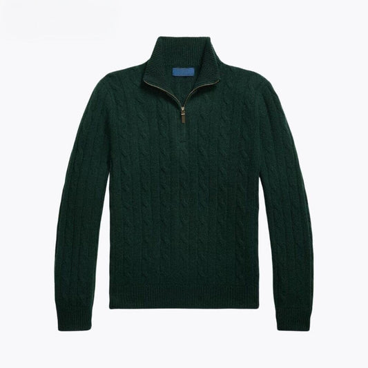 Kaschmir-Pullover Mit Zopfmuster Und Reißverschluss Vandhlr Grün S 