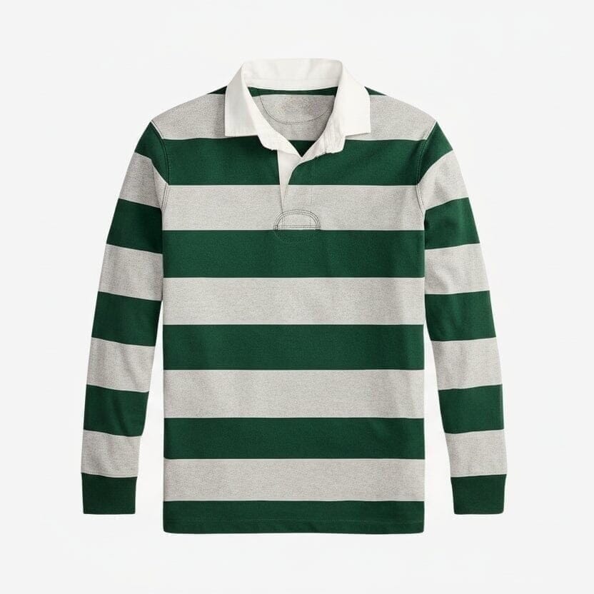 Klassisches Rugby-Shirt Vandhlr Vintage Tannengrün/Meliert S 
