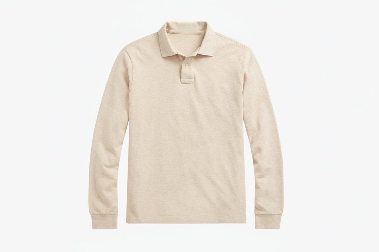 Langarm-Poloshirt Aus Mesh-Baumwolle Vandhlr Expedition Düne Meliert S 