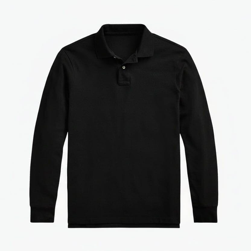 Langarm-Poloshirt Aus Mesh-Baumwolle Vandhlr Polo Schwarz S 