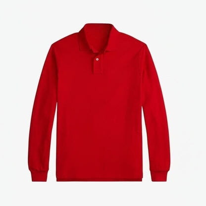 Langarm-Poloshirt Aus Mesh-Baumwolle Vandhlr Rot S 