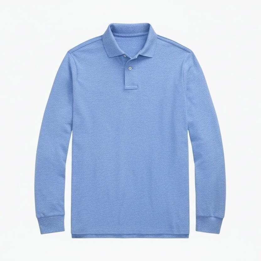 Langarm-Poloshirt Aus Mesh-Baumwolle Vandhlr Sanftes Royal Meliert S 