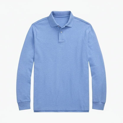 Langarm-Poloshirt Aus Mesh-Baumwolle Vandhlr Sanftes Royal Meliert S 