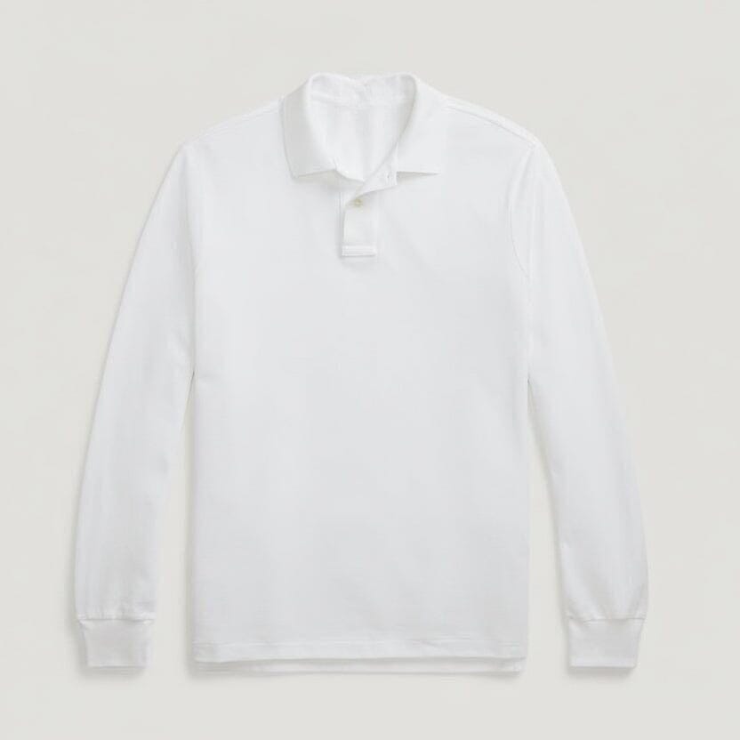 Langarm-Poloshirt Aus Mesh-Baumwolle Vandhlr Weiß S 