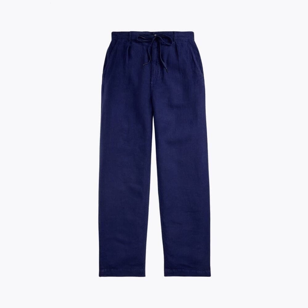 Lateef Relaxed Fit Leinen-Hose Mit Falten Vandhlr Marineblau 28 