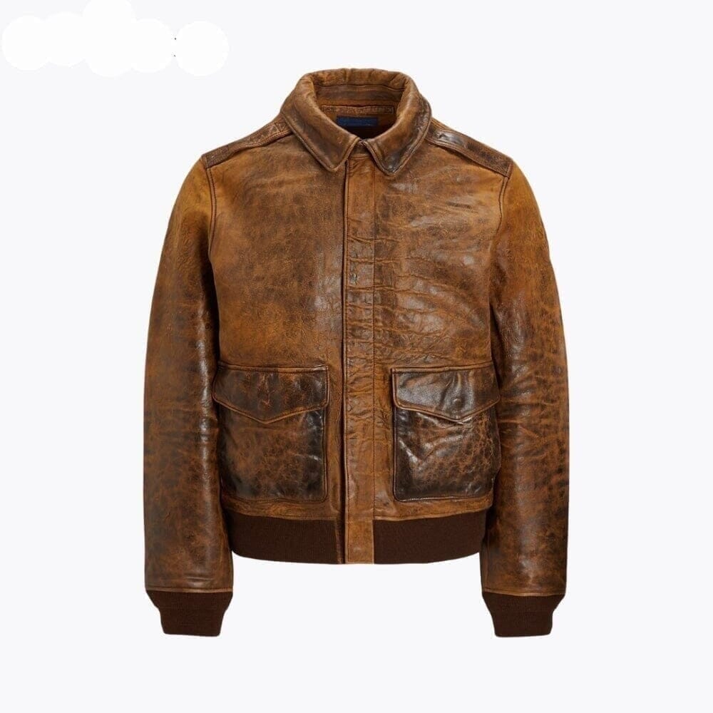 Leder-Fliegerjacke Vandhlr Jägerbraun S 