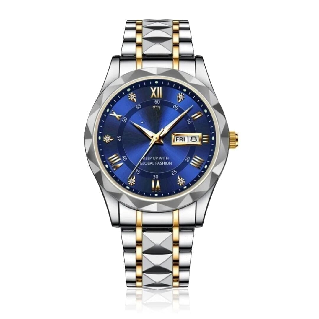 Luminous Steel 40mm Herrenarmbanduhr - Wasserdicht | Edelstahl Vandhlr Blau 