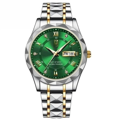 Luminous Steel 40mm Herrenarmbanduhr - Wasserdicht | Edelstahl Vandhlr Grün 