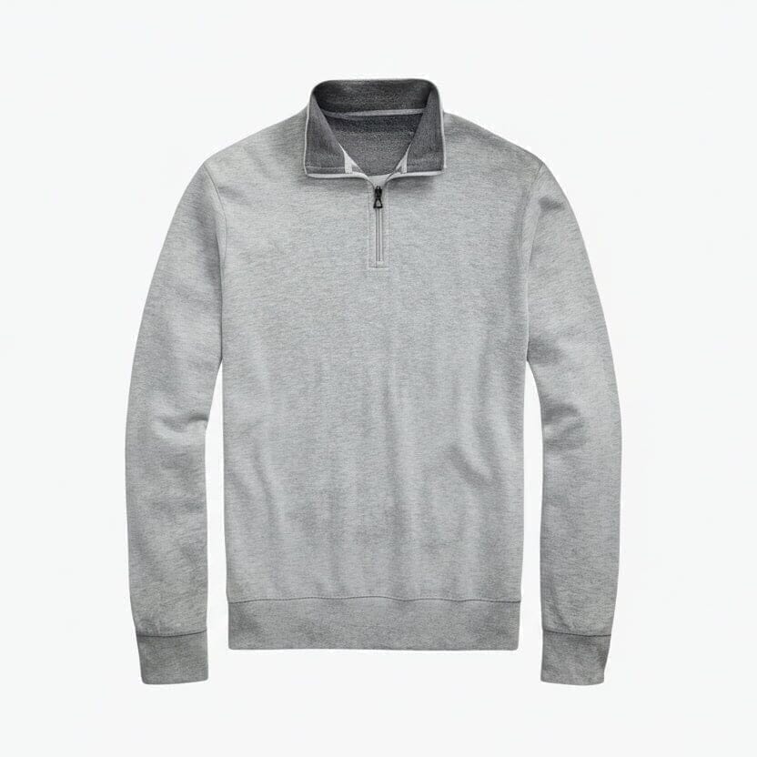 Luxus Jersey Troyer-Pullover Mit Viertel-Reißverschluss Vandhlr Helles Graumeliert S 