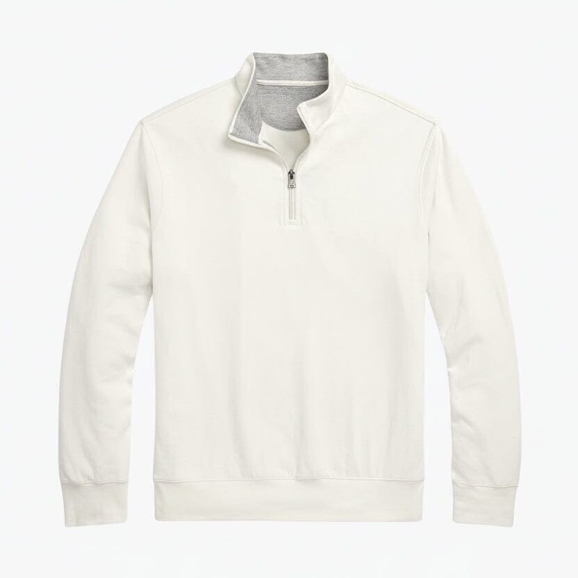 Luxus Jersey Troyer-Pullover Mit Viertel-Reißverschluss Vandhlr Pergament-Creme S 