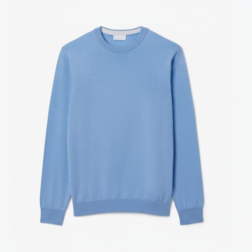 Merinowolle Pullover Mit Rundhalsausschnitt Vandhlr Hellblau S 