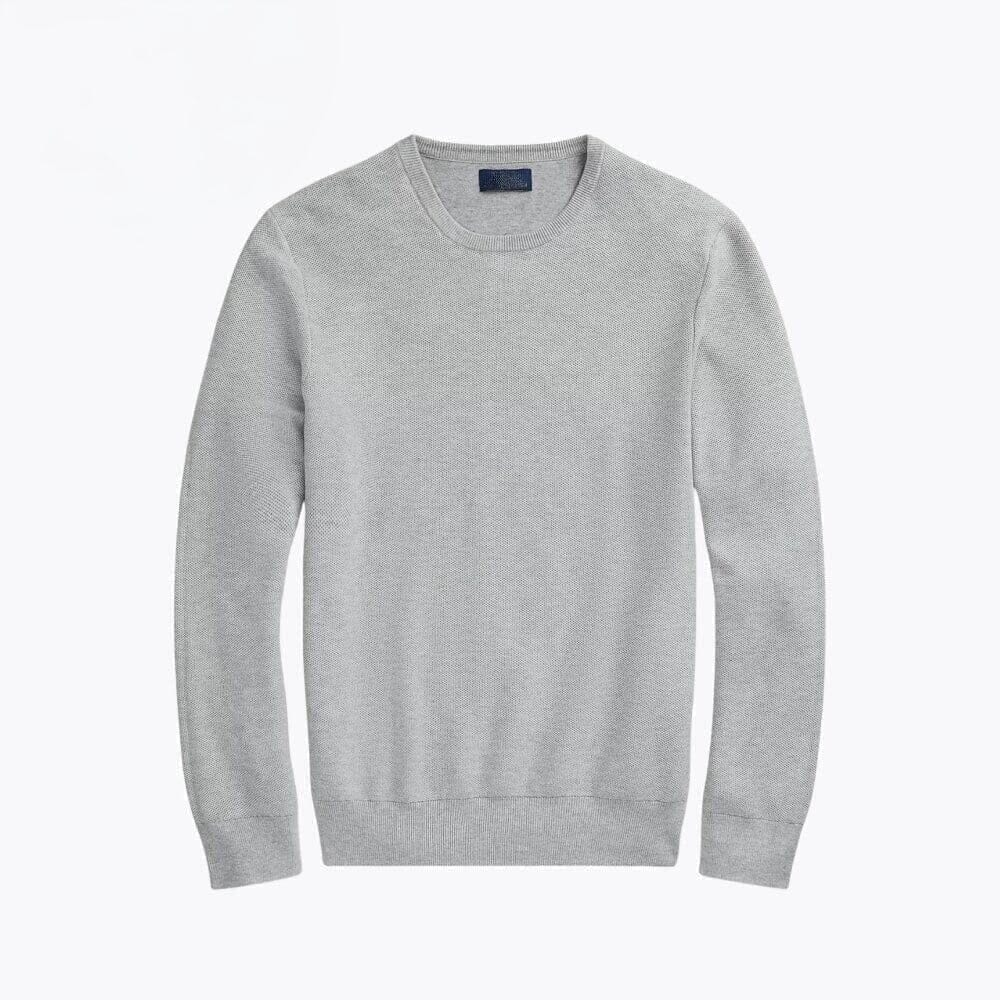 Mesh-Strick Baumwoll-Pullover Mit Rundhalsausschnitt Vandhlr Grau S 