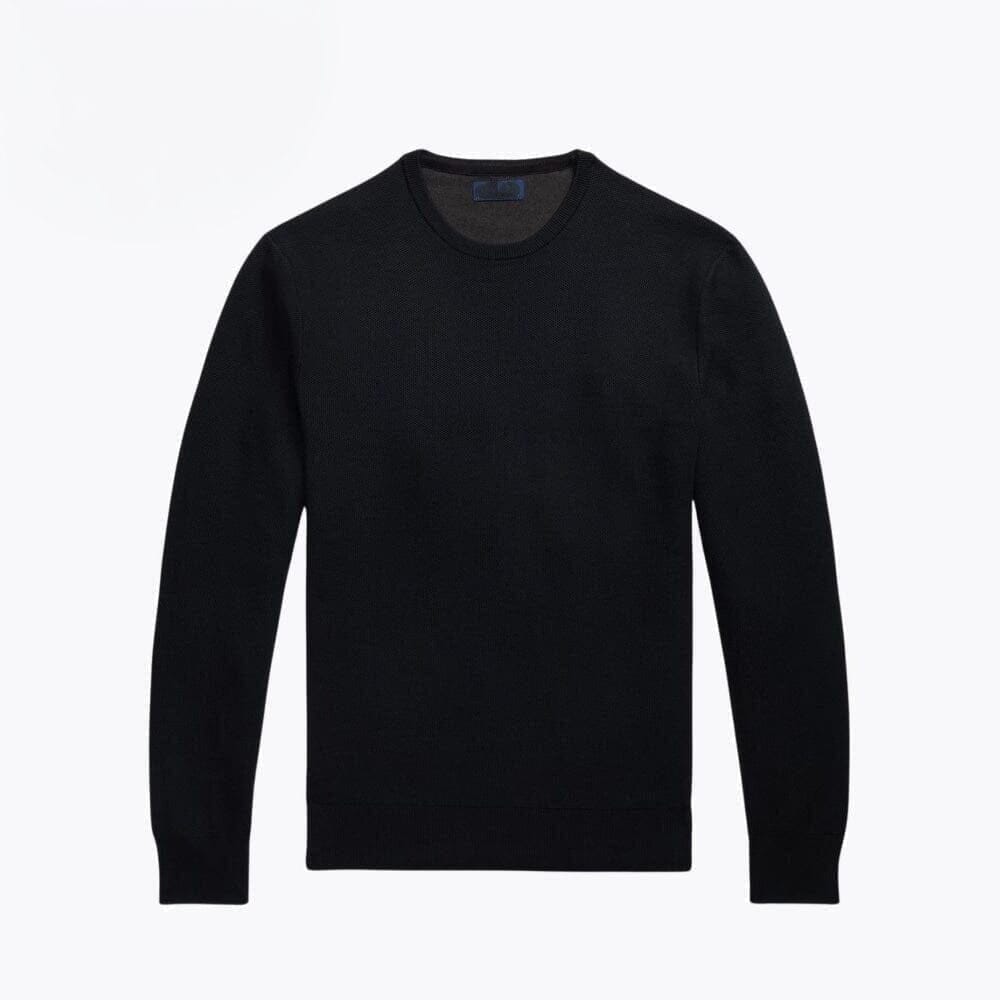 Mesh-Strick Baumwoll-Pullover Mit Rundhalsausschnitt Vandhlr Schwarz S 