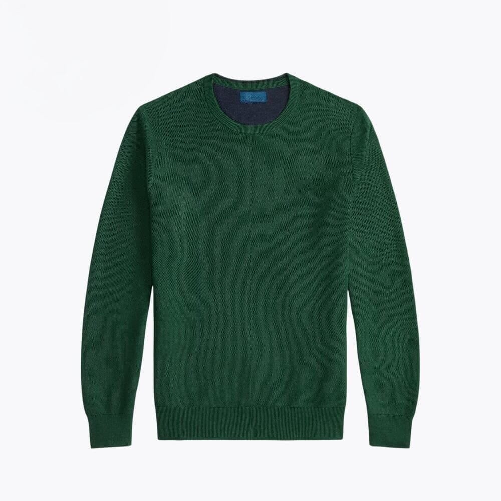 Mesh-Strick Baumwoll-Pullover Mit Rundhalsausschnitt Vandhlr Vintage Grün S 