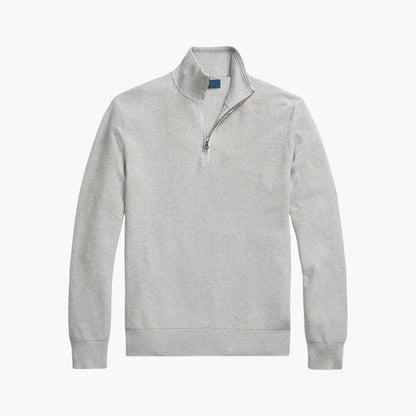 Mesh-Strick Baumwoll-Pullover Mit Viertel-Reißverschluss Vandhlr Grau S 